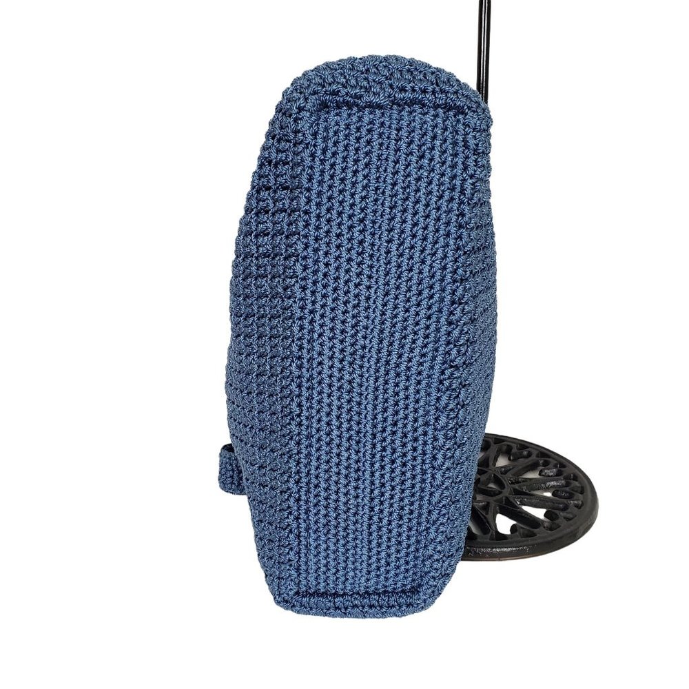 The SAK Purse Nylon Crochet Shoulder Bag Blue Single Strap Zip Top Blue Pocket - Picture 6 of 8